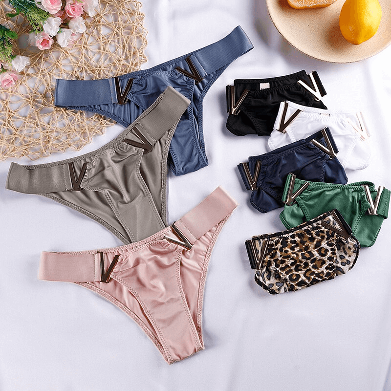 Variety of Sexy Sports Elastic Waist Panties for Women in multiple colors, featuring chic V-shaped accents for style and comfort.